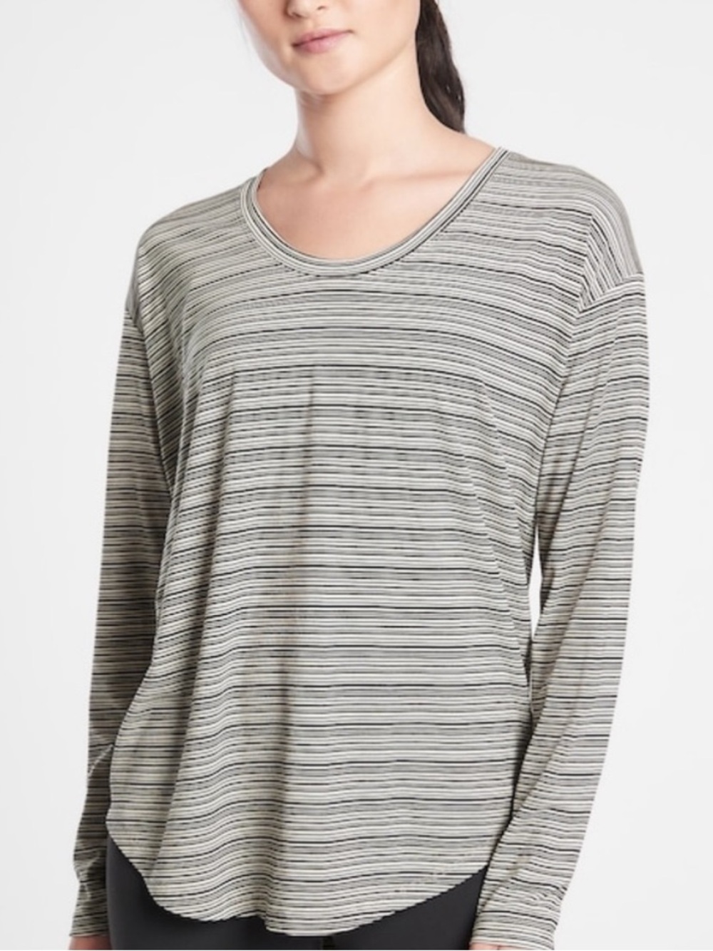 Athleta Cloudlight Stratus Scoop Neck Long Sleeve Striped Top S